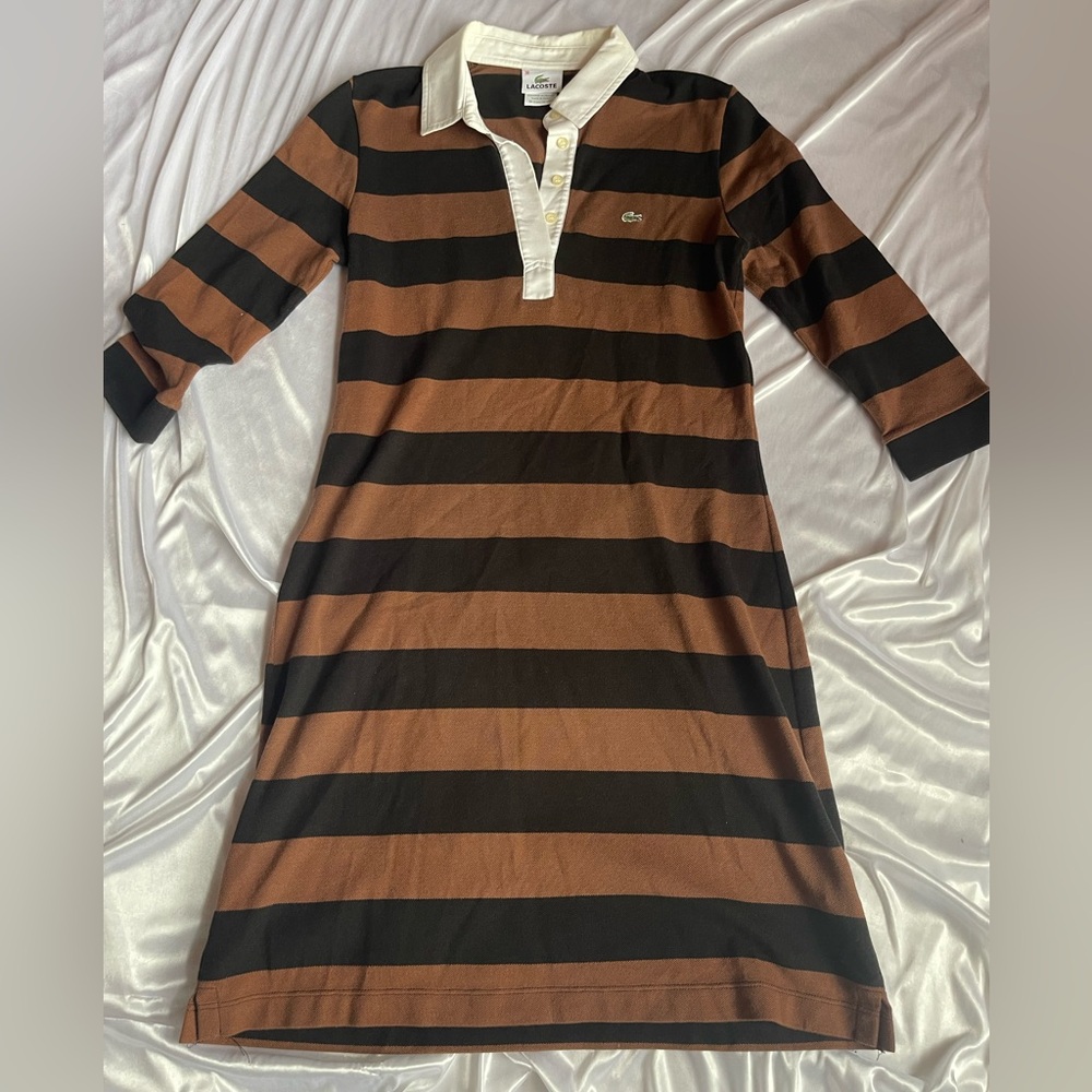 Lacoste Striped Dress Size 38 Brown and black